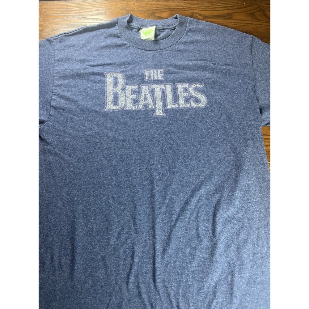 Vintage Y2K The Beatles Band T-Shirt L Blue Logo Graphic 2005 Apple Corps